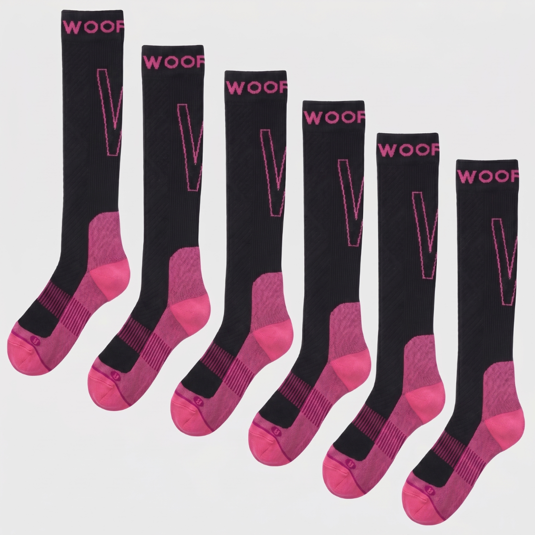 Black & Pink Performance Compression Socks 6 Pack