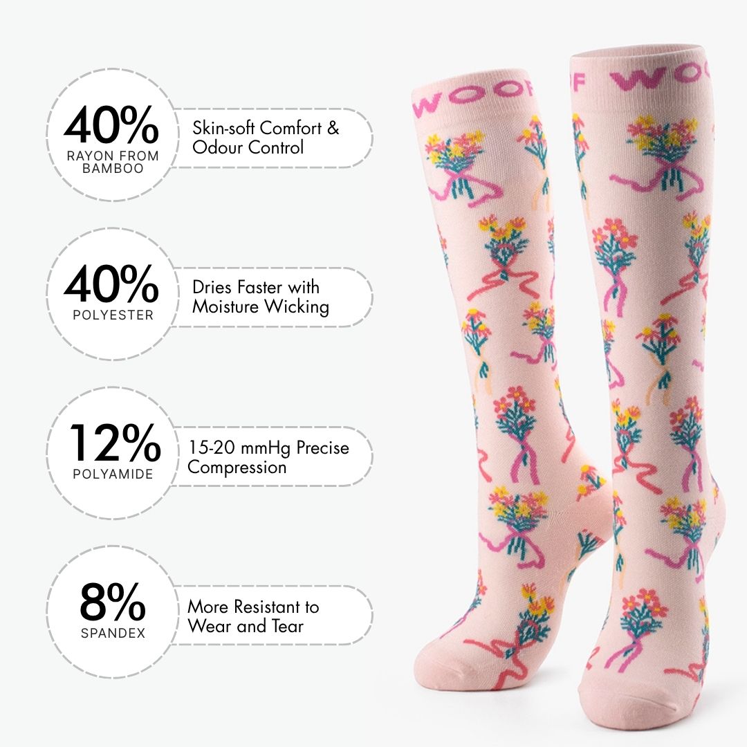 1 in 7: Breast Cancer Awareness Bamboo Compression Socks