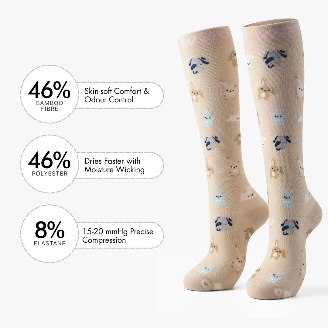 Bunnies Bamboo Compression Socks