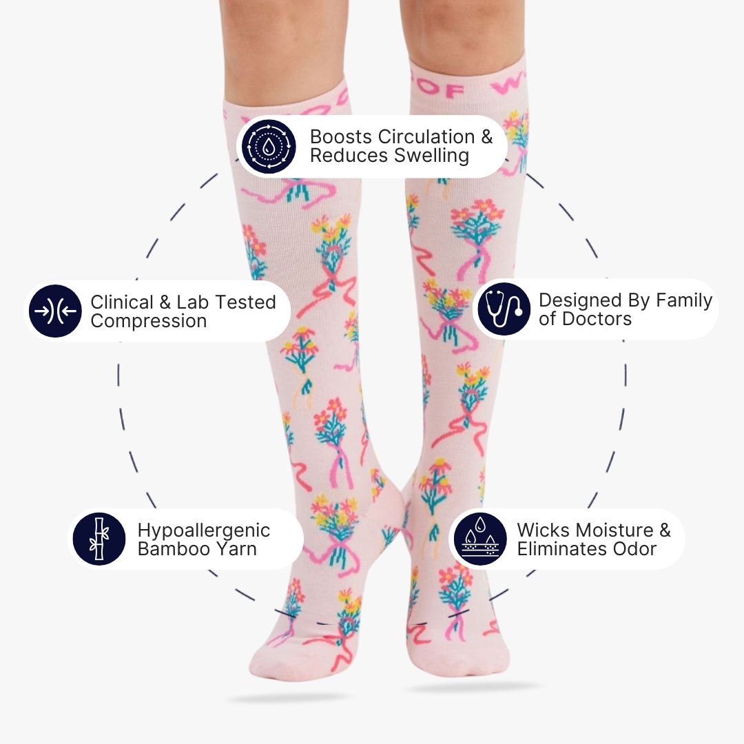 1 in 7: Breast Cancer Awareness Bamboo Compression Socks