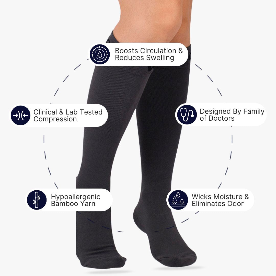 Shadow Grey Bamboo Compression Socks (Old Sizing)